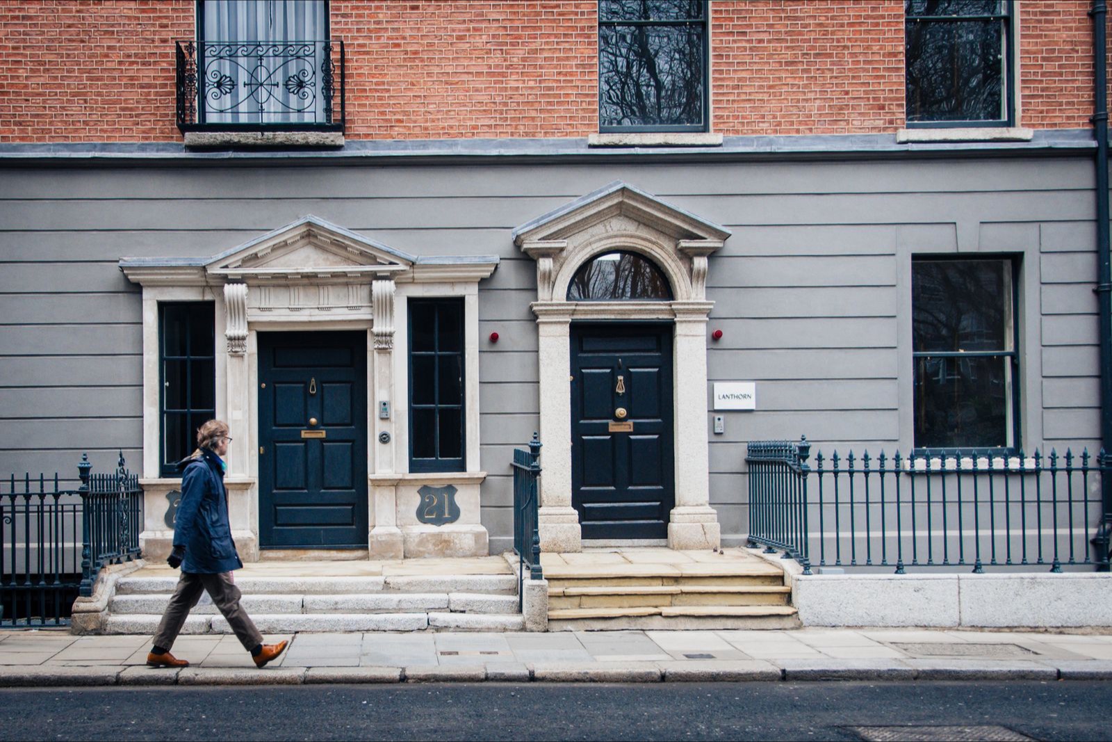 Arriving at the front door of a UK town house